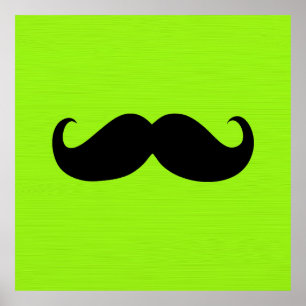 Black Moustache on Green Background Poster