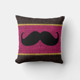 Black Moustache Pansy Purple Burlap Jute Backgroun Cushion