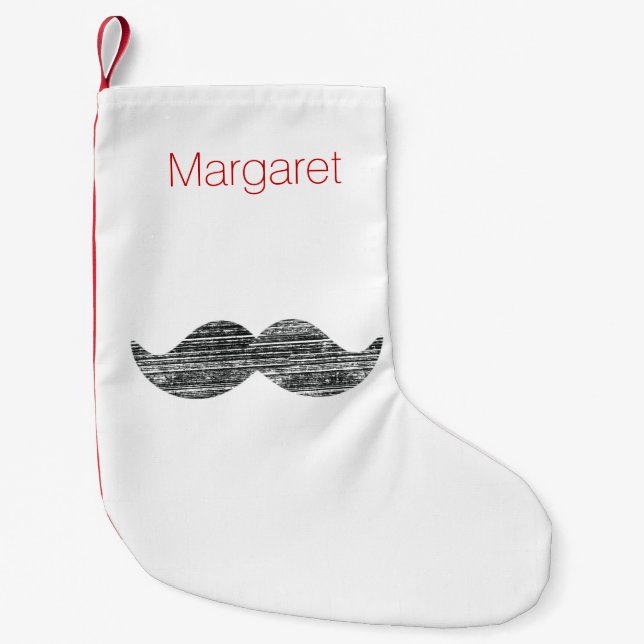 Black Moustache Small Christmas Stocking (Front)