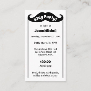 Black Moustache Stag and Bachelor Party Ticket