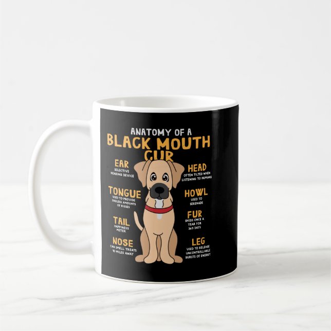 Black Mouth Cur Anatomy Funny Dog Mum Dad Cute Gif Coffee Mug (Left)