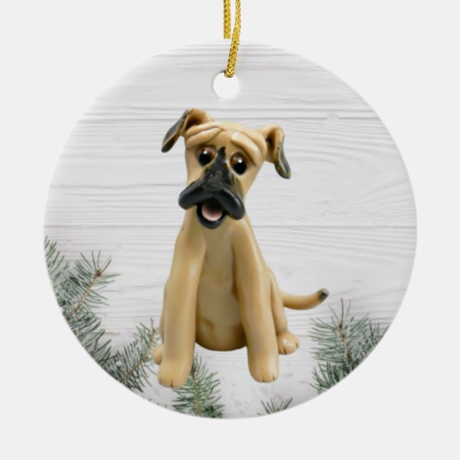 Black Mouth Cur Christmas Ornament (Front)