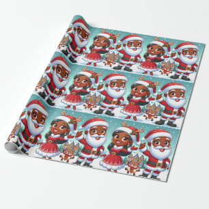 Black Mr. & Mrs Claus wrapping paper 