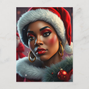 Black Mrs. Claus Melanin Santa Sista Christmas Holiday Postcard