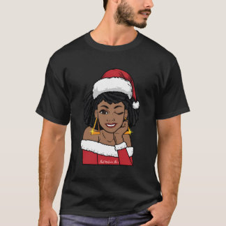 Black Mrs Claus W Afro Winking African American Ch T-Shirt