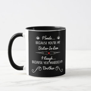 Black mug love and floral Brother sister laugh