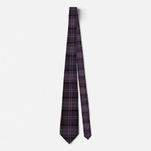 Black, Mulberry, Purple Plaid Tartan Pattern Tie