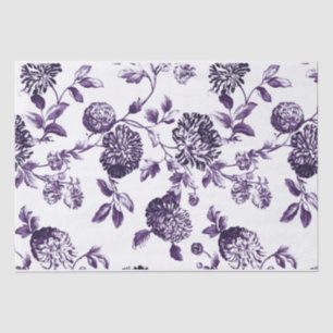 Black Mulberry Purple Vintage Floral Toile No.2 Tissue Paper