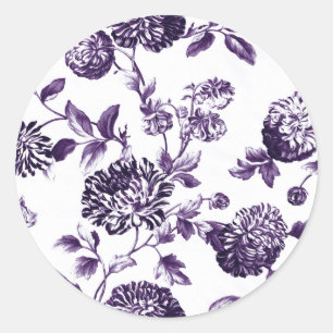 Black Mulberry Vintage Floral Toile No.2 Classic Round Sticker