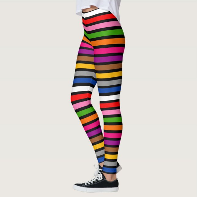 Black Multicolor Stripes Lines Pattern Design  Leggings (Creator Uploaded)