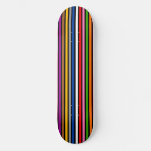 Black Multicolor Stripes Lines Pattern Design  Skateboard