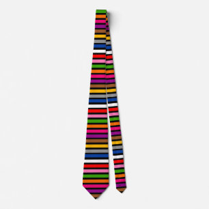 Black Multicolor Stripes Lines Pattern Design Tie