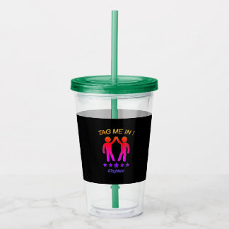 Black Multicolored - Tag Me In Acrylic Tumbler