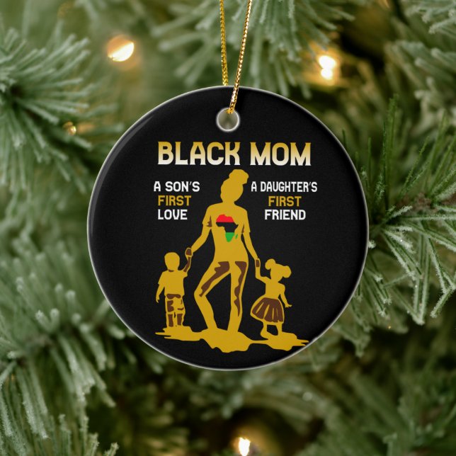 Black Mum Africa Family Personalised Ceramic Tree Decoration (Tree)
