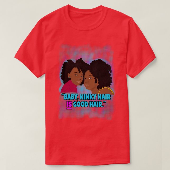 Black Mum and Daughter Kinky Hair Love T-Shirt (Design Front)