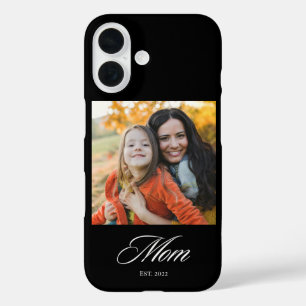 Black Mum Established Elegant Script Photo iPhone 16 Case