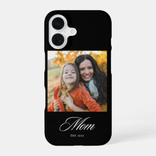 Black Mum Established Elegant Script Photo iPhone 16 Case