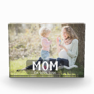 Black Mum Established Script Photo Block
