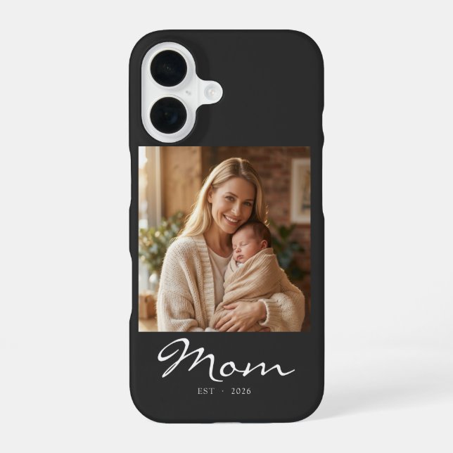 Black Mum Established Script Photo iPhone 16 Case (Back)