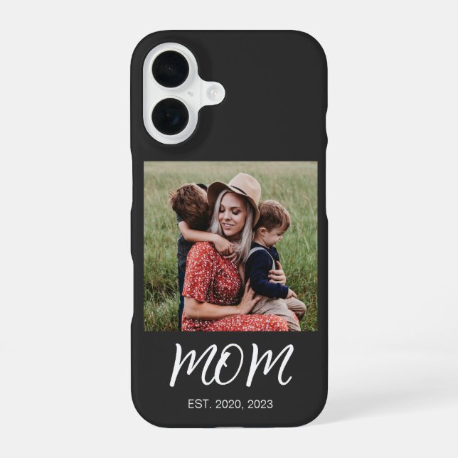 Black Mum Established Script Photo iPhone 16 Case (Back)