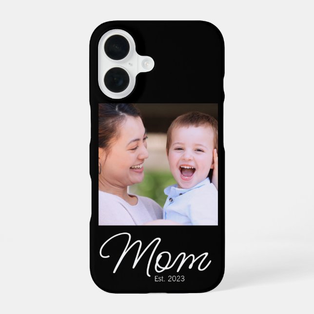 Black Mum Established Script Photo iPhone 16 Case (Back)