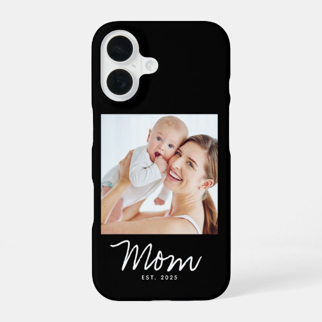 Black Mum Established Script Photo iPhone 16 Case (Back)