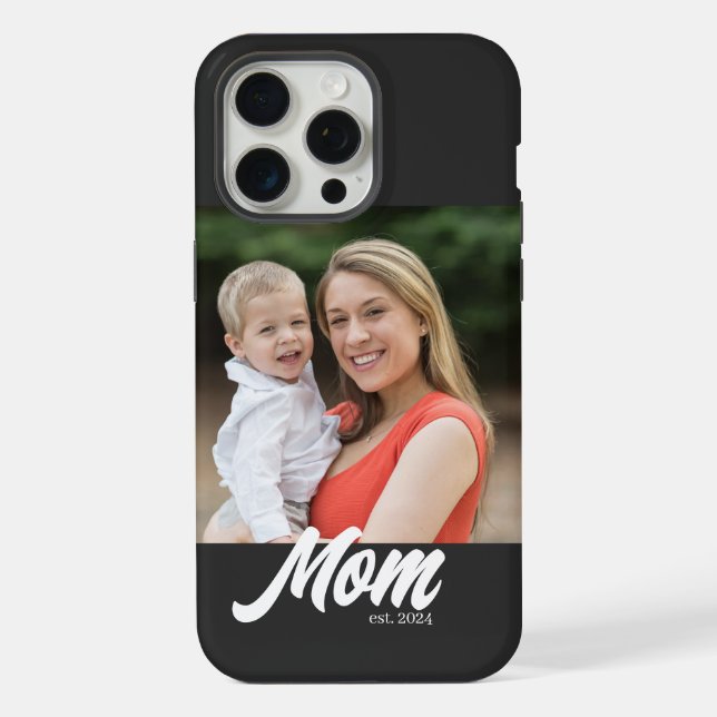 Black Mum Established Script Photo iPhone Case (Back)