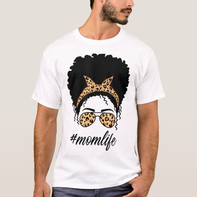 Black Mum Life African American Mum Life Leopard M T-Shirt (Front)