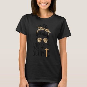 Black Mum Life Leopard Messy Bun Holy Spirit Activ T-Shirt