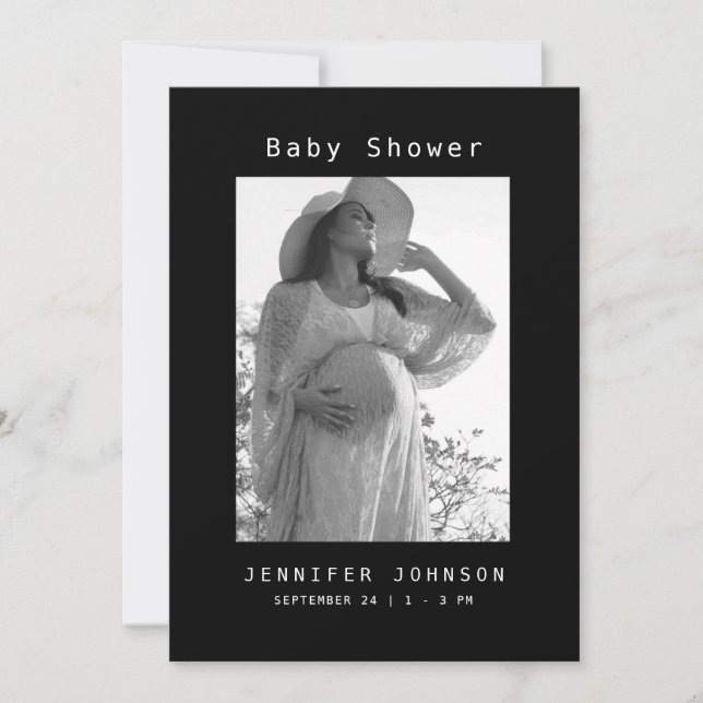 Black Mum-to be Photo Baby Shower  Invitation (Front)