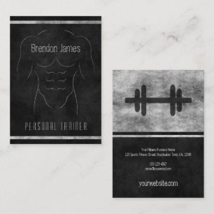 Black Muscle Man Outline Large Personal Trainer Business Card