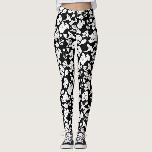 Black mushroom pattern 01b Black BG Leggings