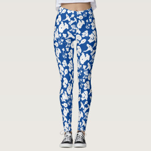 Black mushroom pattern 01b Blue BG Leggings