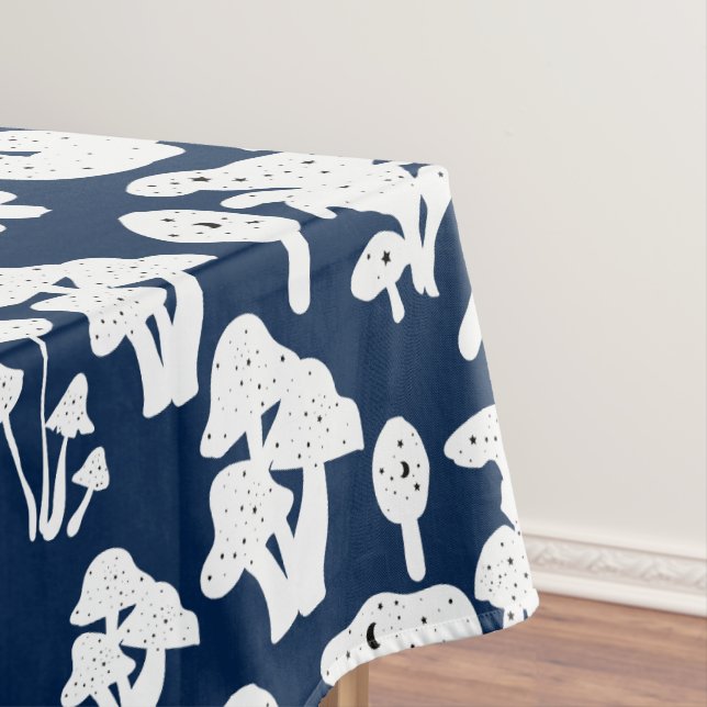 Black mushroom pattern 01b D Blue BG Tablecloth (In Situ)