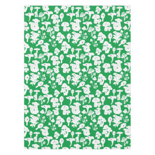 Black mushroom pattern 01b Green BG Tablecloth