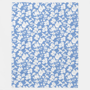 Black mushroom pattern 01b Lblue BG Fleece Blanket