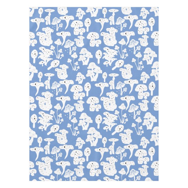 Black mushroom pattern 01b Lblue BG Tablecloth (Front)