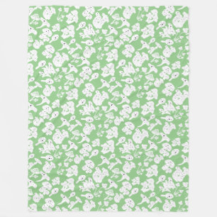 Black mushroom pattern 01b Lgreen BG Fleece Blanket