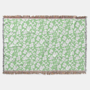 Black mushroom pattern 01b Lgreen BG Throw Blanket