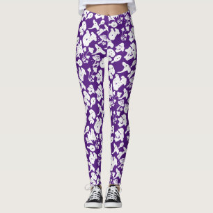 Black mushroom pattern 01b Purple BG Leggings