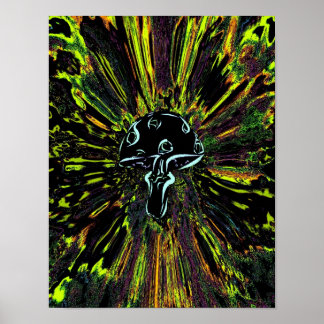 Black Mushroom Tye Dye Poster