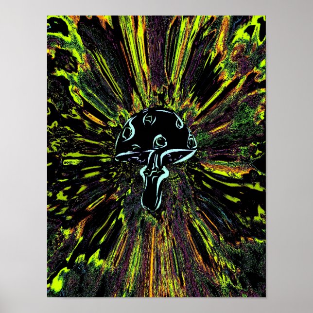 Black Mushroom Tye Dye Poster (Front)