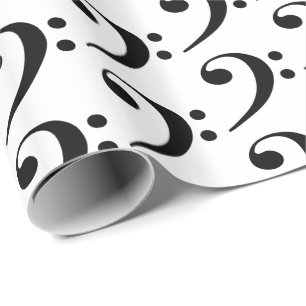 Black Music Bass Clef on White Wrapping Paper