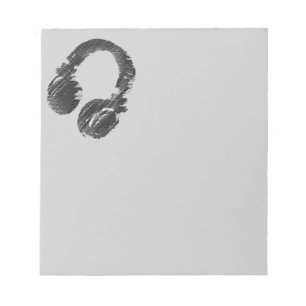 black music deejay headphone notepad