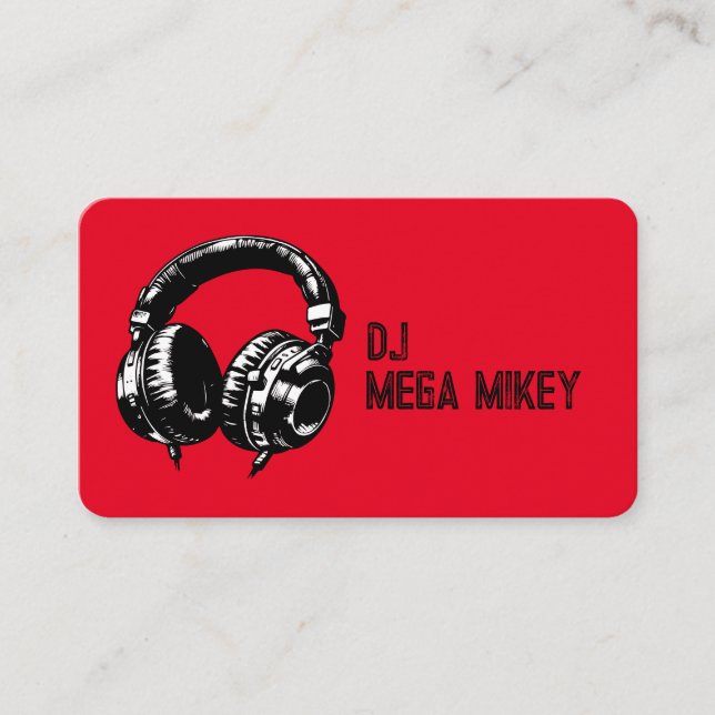 Black Music Headphones Dance DJ Birthday Party Business Card (Front)