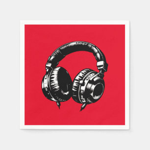 Black Music Headphones Dance DJ Birthday Party Napkin