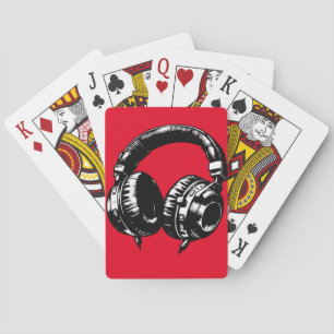 Black Music Headphones DJ Birthday Party Favour Playing Cards