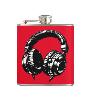 Black Music Headphones DJ  Hip Flask