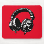 Black Music Headphones DJ  Mouse Mat<br><div class="desc">custom mouse pad.</div>