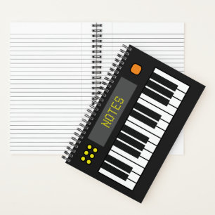 Black Music Keyboard Journal Spiral Notebook